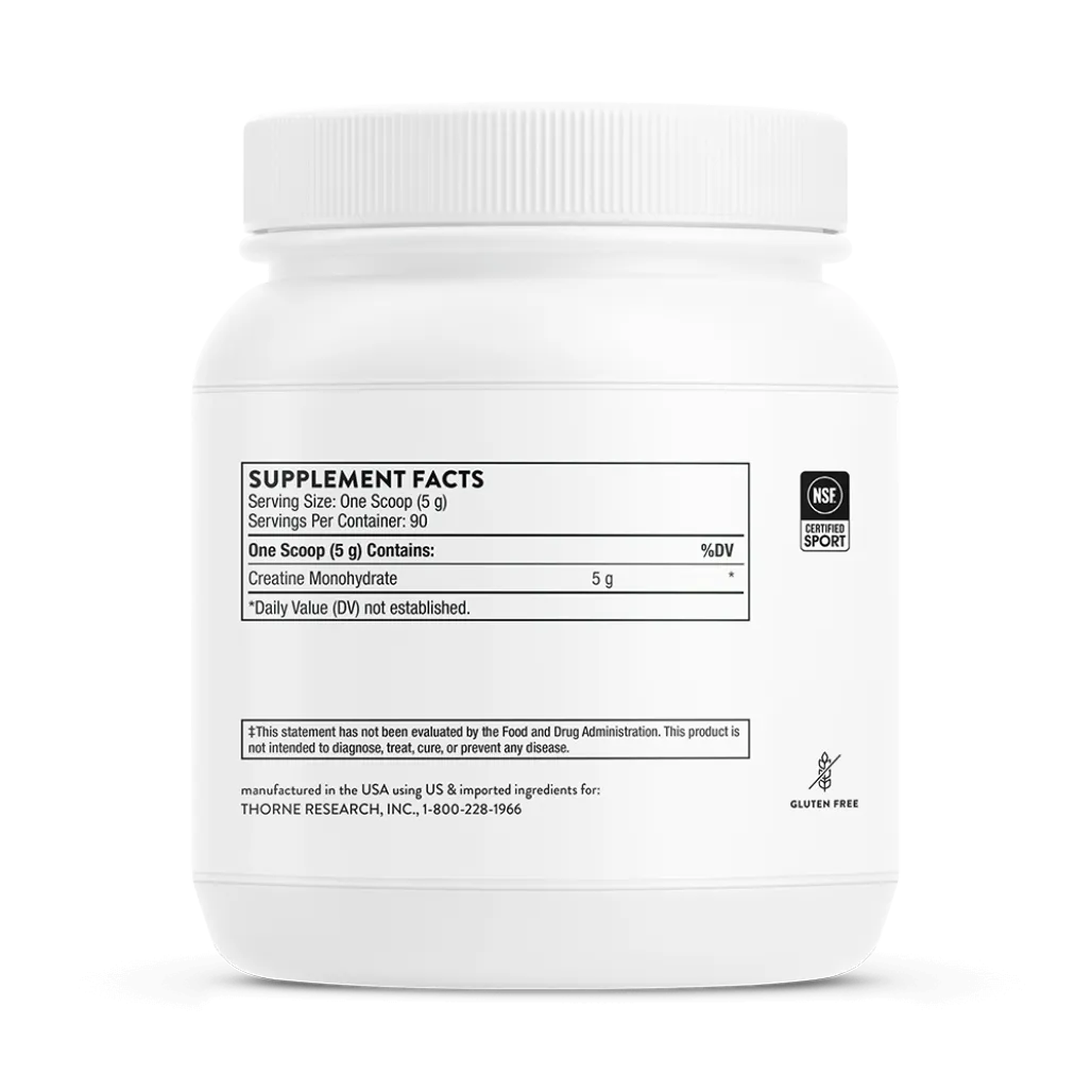 Thorne Creatine NSF Certified for Sport 16 oz supplement facts