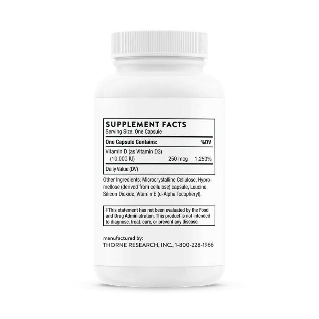 Thorne D-10,000 60 vegcaps supplement facts
