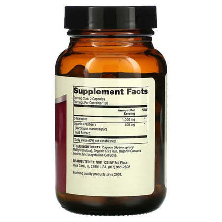 Dr. Mercola D-Mannose and Cranberry Extract Dietary Supplement 60 Capsules