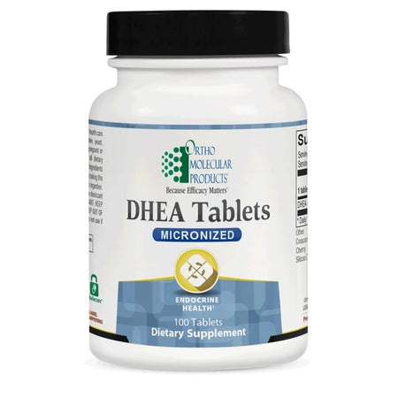 Ortho Molecular DHEA 5 mg packaging for healthy aging, stress resilience and endocrine wellness
