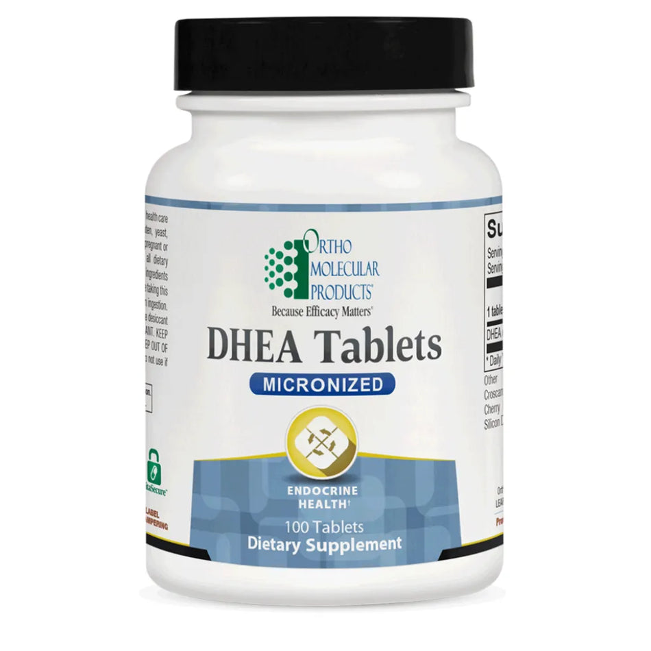 Ortho Molecular DHEA 5 mg packaging for healthy aging, stress resilience and endocrine wellness