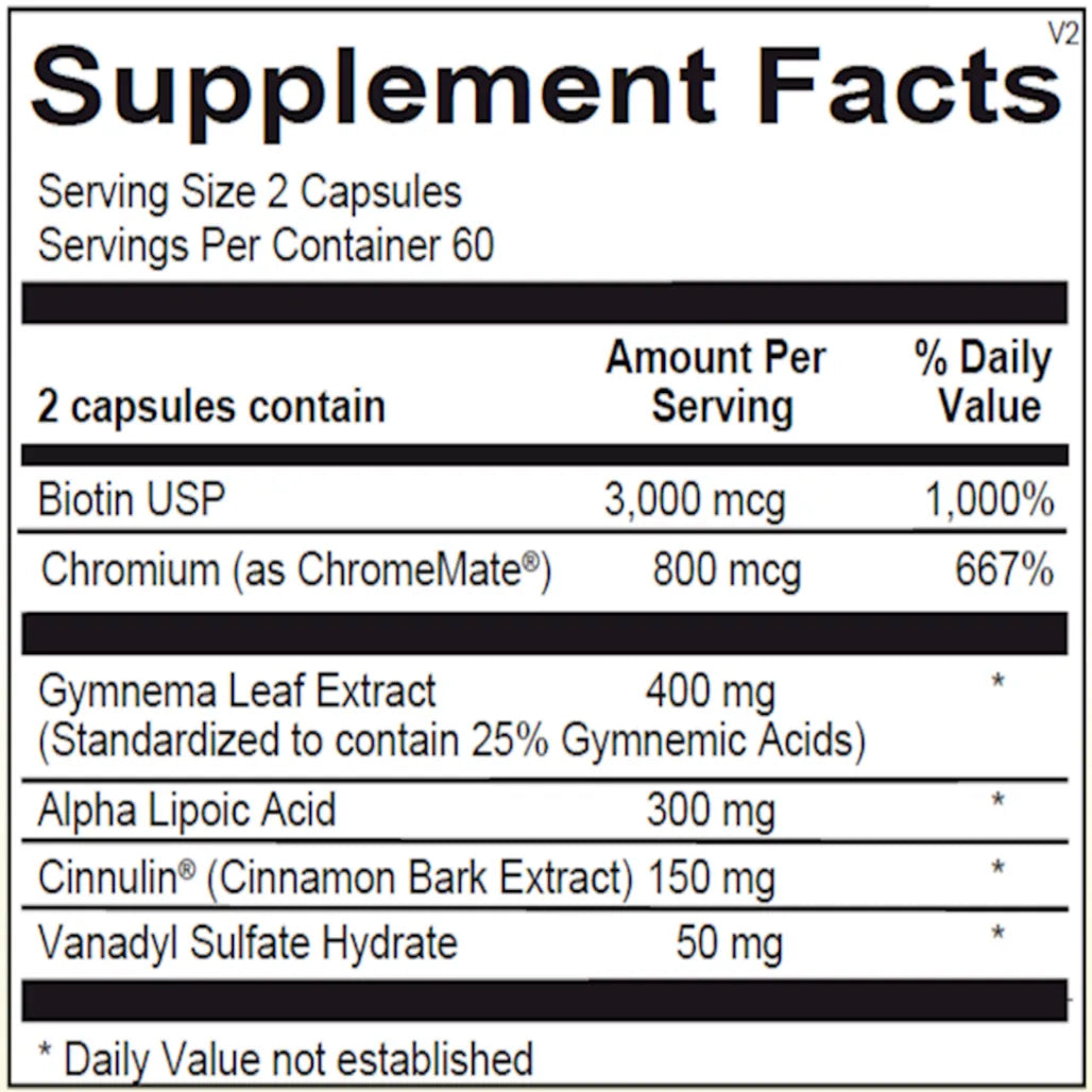 Diaxinol ingredient panel with berberine, alpha‑lipoic acid, chromium and supportive metabolic nutrients