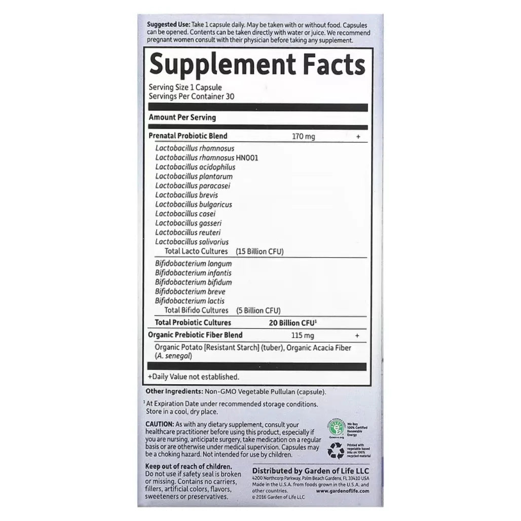 Dr. Formulated Prenatal Probiotic Garden of life