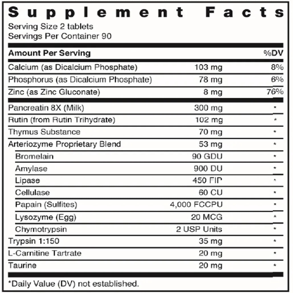 arteriozyme 180 tabs by energique