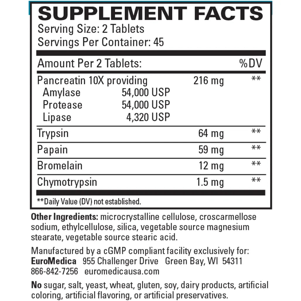 Multi-Action Digestive Enzymes 90t EuroMedica
