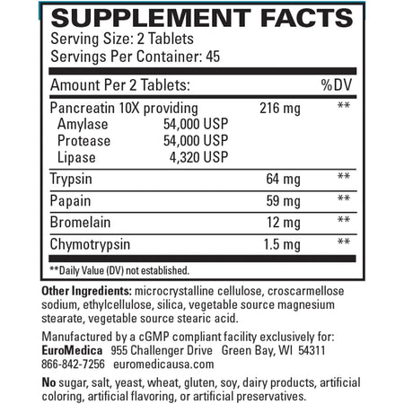 Multi-Action Digestive Enzymes 90t EuroMedica