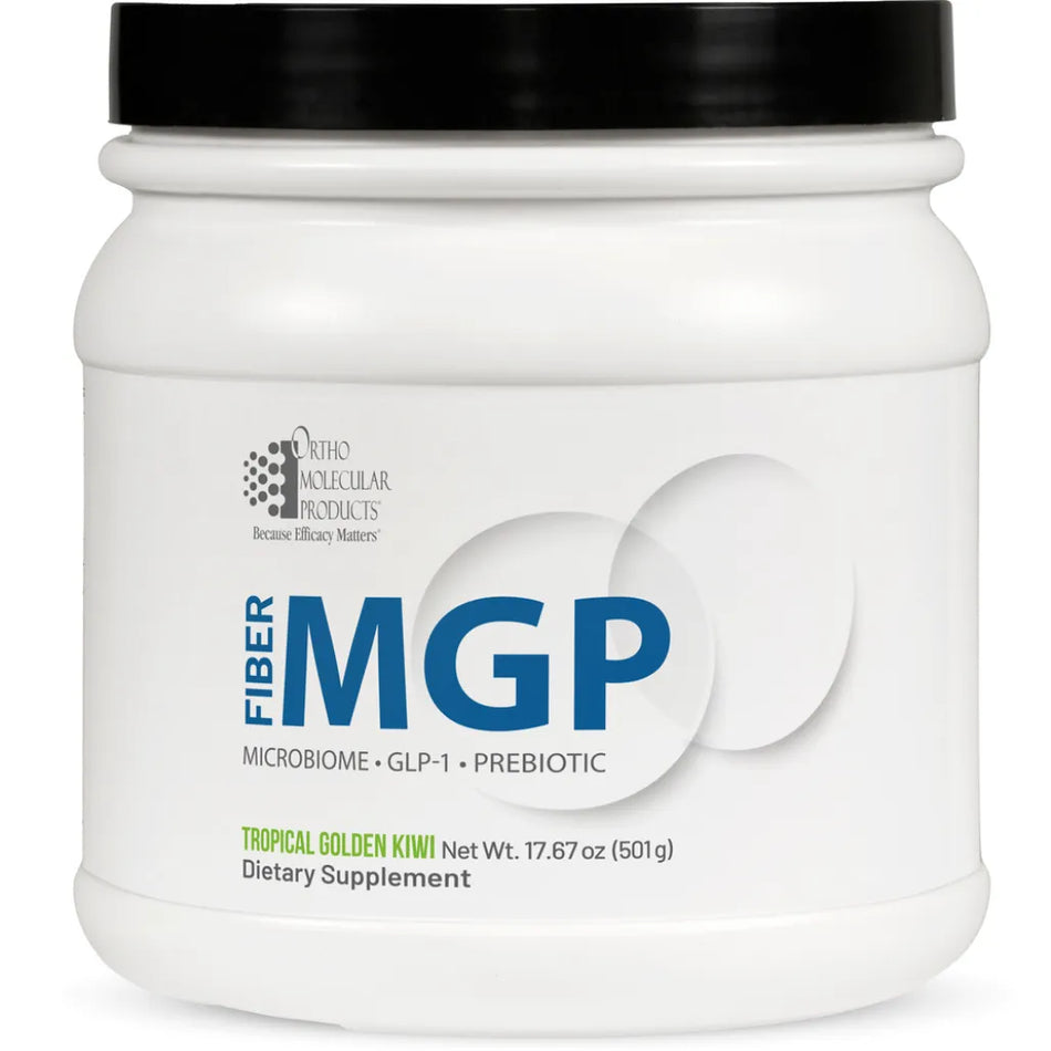 Ortho Molecular Fiber-MGP dietary fiber supplement bottle for digestive health and regularity support