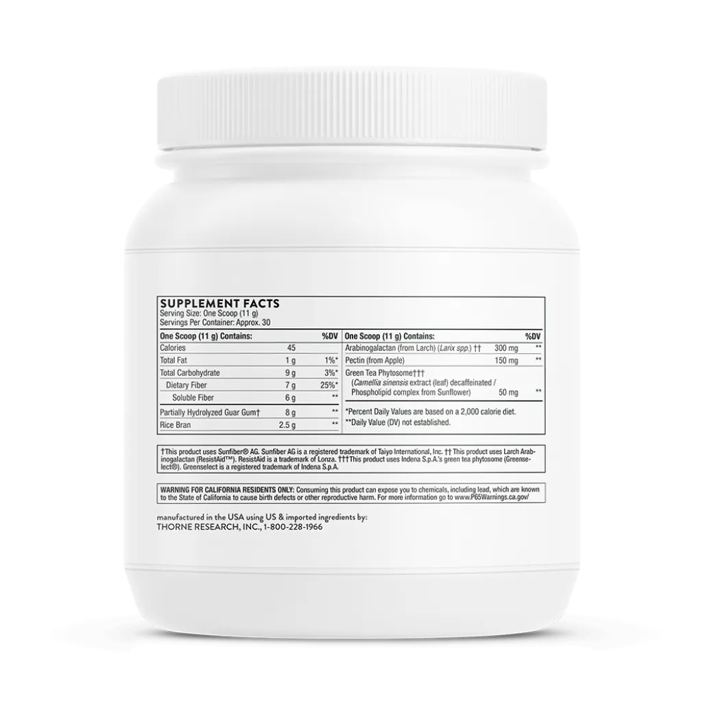 Thorne FiberMend 11.6 oz supplement facts