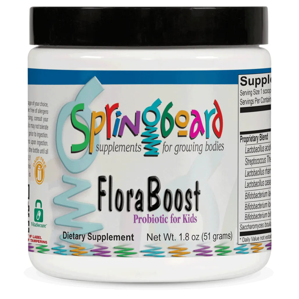 Ortho Molecular FloraBoost packaging for balanced gut flora, digestion support and immune wellness