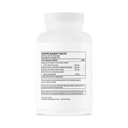 Thorne GI-Relief 180 Vegcaps supplement facts