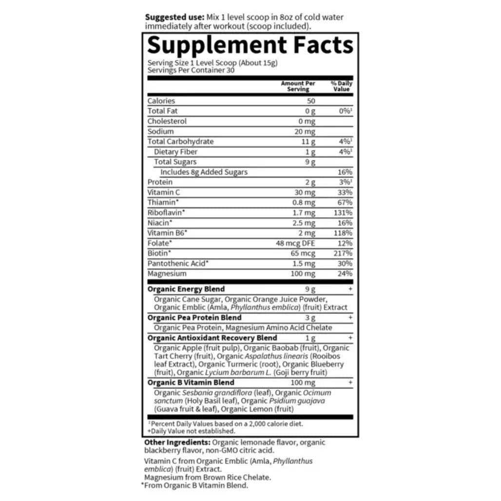 Sport Organic Recovery BB Lemonade Garden of Life Sport