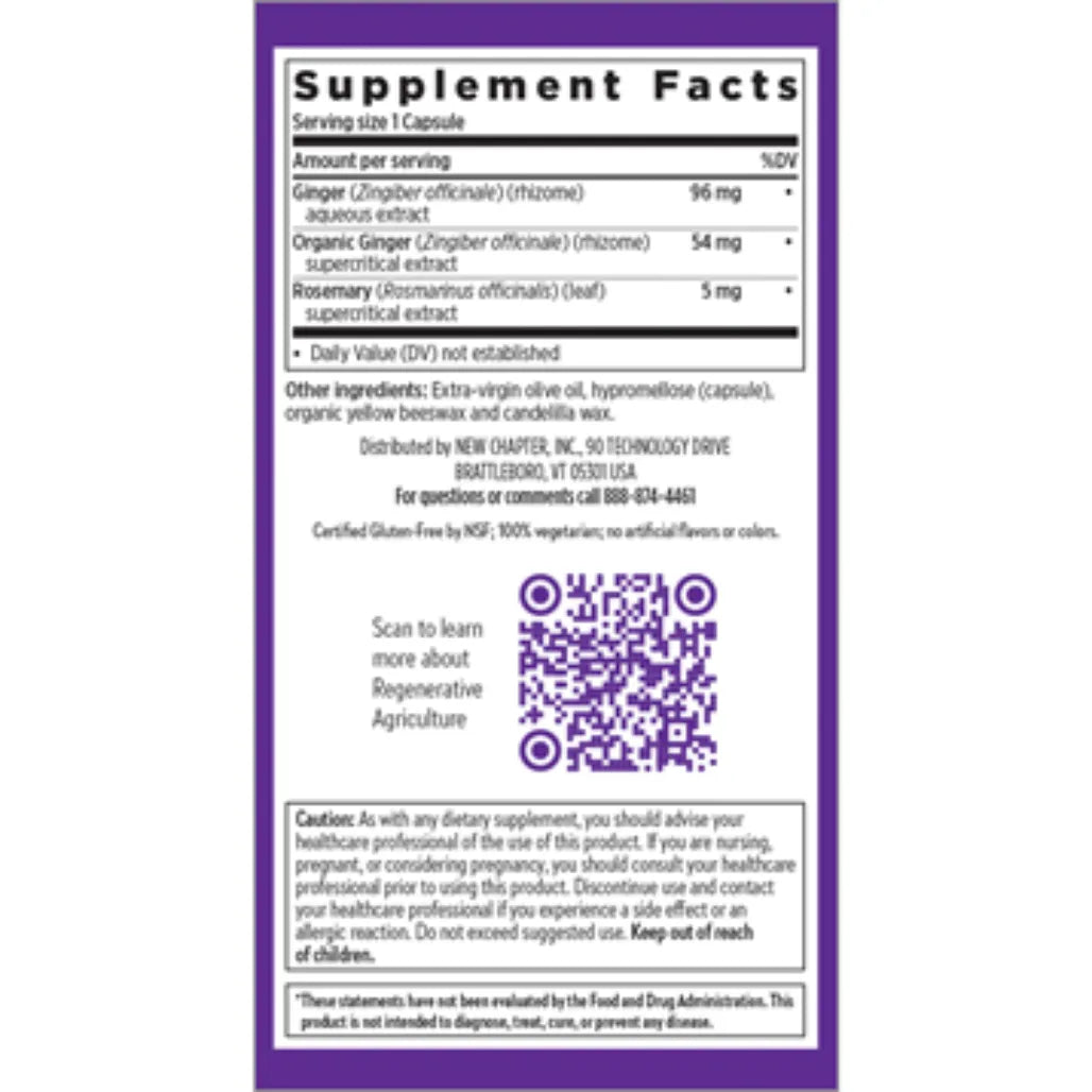Ingredients of Ginger Force dietary supplement - ginger, organic ginger, rosemary