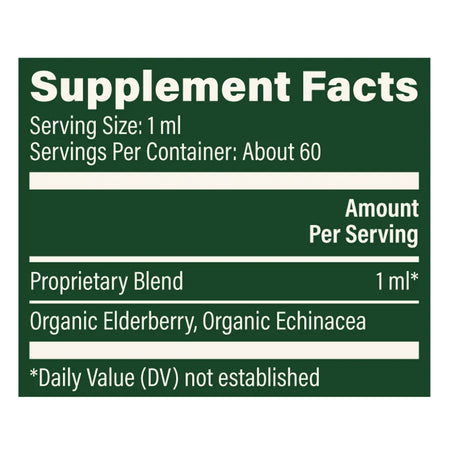 Global Healing Elderberry and Echinacea 2 oz Liquid Supplement Ingredients