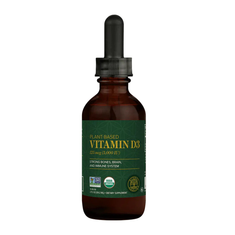 Plant Based Vitamin D3 125 mcg 5000 IU Liquid Supplement by Global Healing for Bone Strength Immune and Cognitive Support