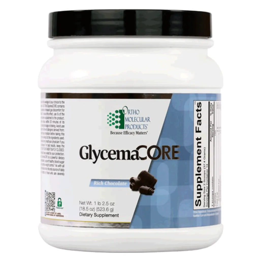 Ortho Molecular GlycemaCORE Chocolate metabolic support shake for healthy glucose balance and wellness