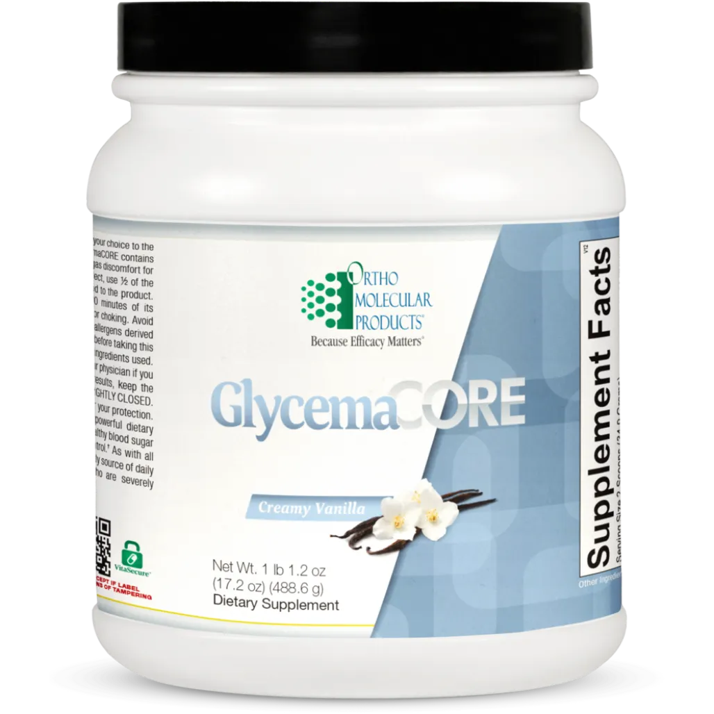 Ortho Molecular GlycemaCORE Rice Vanilla metabolic support shake for healthy glucose balance and wellness