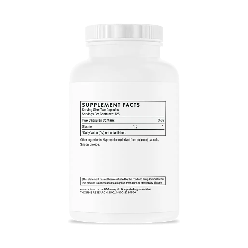 Thorne Glycine 250 caps supplement facts