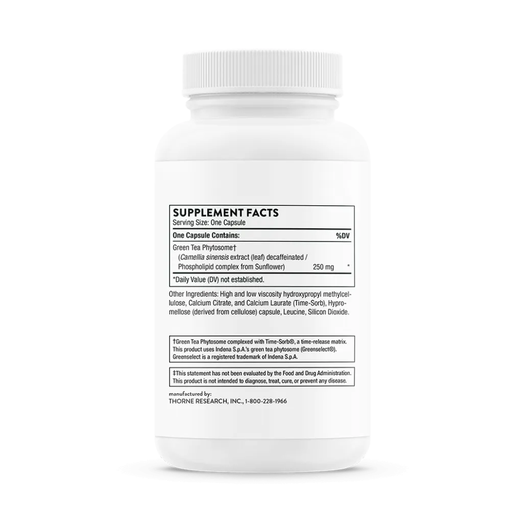 Thorne Green Tea Phytosome 60 vegcaps supplement facts