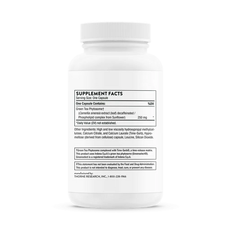 Thorne Green Tea Phytosome 60 vegcaps supplement facts