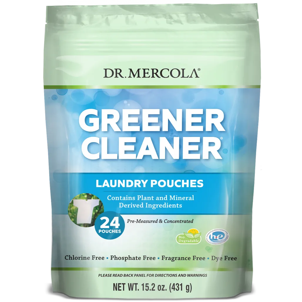 Greener Cleaner Laundry Pods - Dr. Mercola, 24 Pouches, Pre-measured and Concentrated