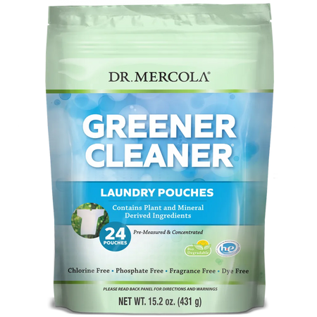 Greener Cleaner Laundry Pods - Dr. Mercola, 24 Pouches, Pre-measured and Concentrated