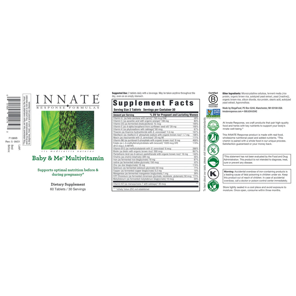 Baby and Me Multivitamin supplement facts