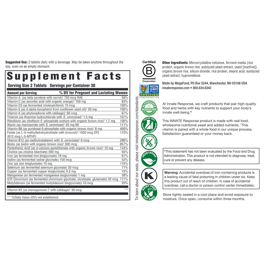 Supplemen facts of Baby & Me Multivitamin 