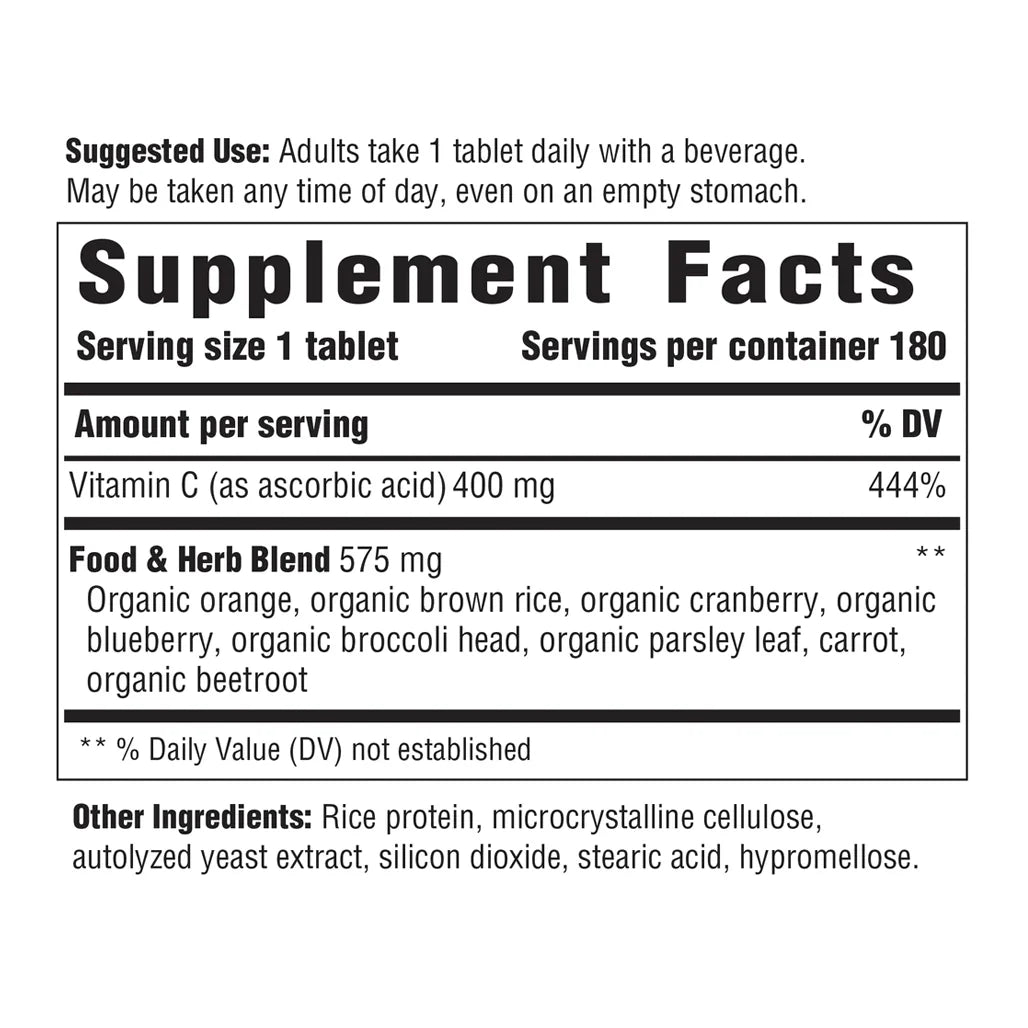 Innate Response Formulas Vitamin C-400 mg - 180 Tablets | Whole food vitamin c