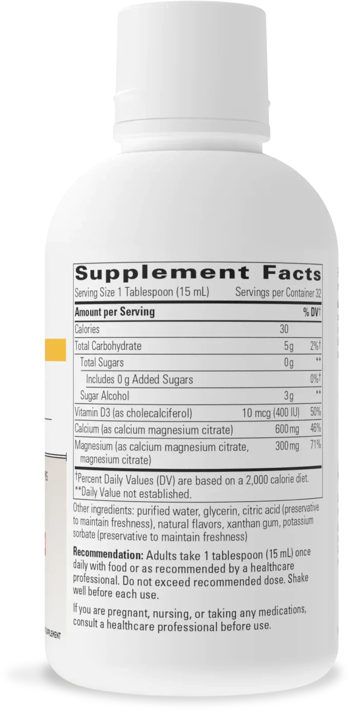 Ingredients of Integrative Therapeutics Liquid Calcium Magnesium 2:1 Orange 16 oz