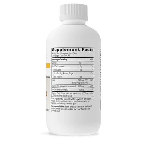 Integrative Therapeutics Liquid Iron Apple Cinnamon Supplement Facts