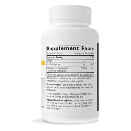 Integrative Therapeutics Magnesium Glycinate Plus 120 Tablets supplement facts