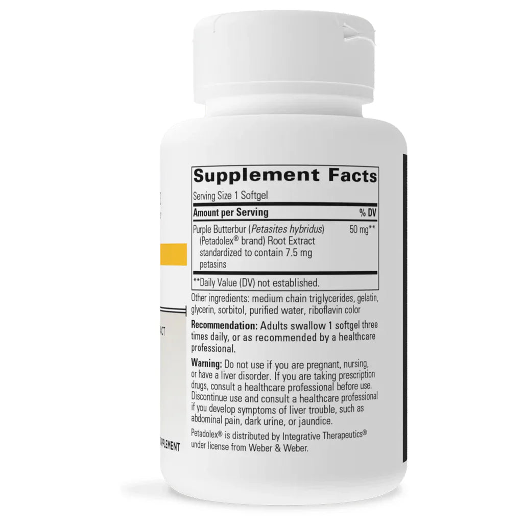Integrative Therapeutics Petadolex 50 mg 60 softgels supplement facts