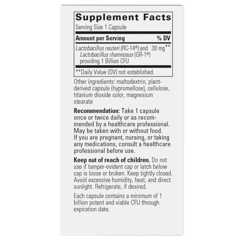 Integrative Therapeutics Pro-Flora Women's Probiotic 30 Vegcaps supplement facts