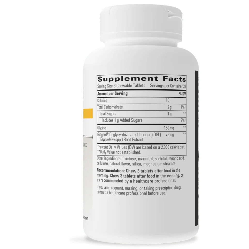 Integrative Therapeutics Rhizinate DGL 100 chewtabs supplement facts