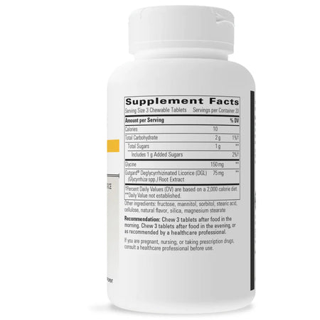 Integrative Therapeutics Rhizinate DGL 100 chewtabs supplement facts