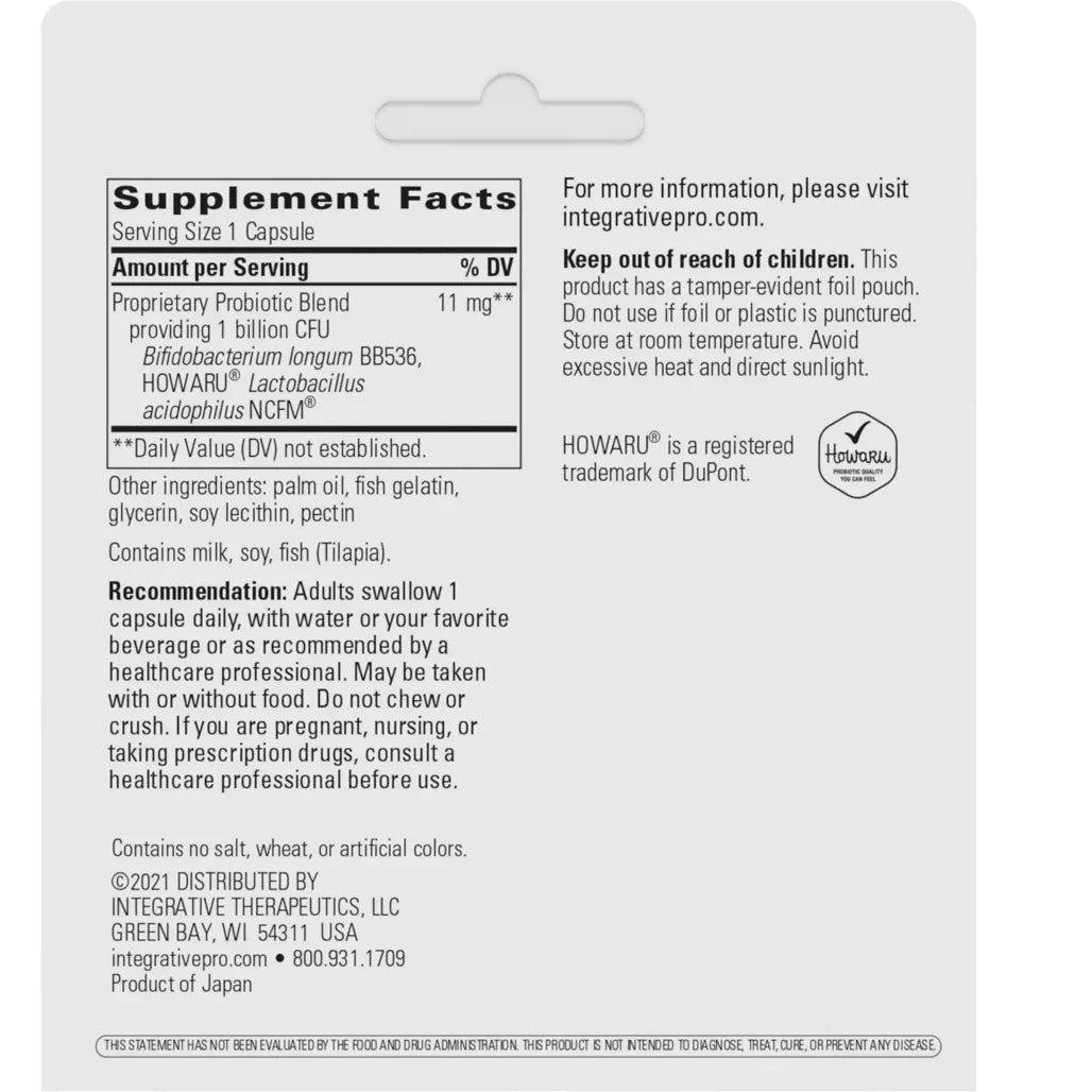 Integrative Therapeutics Probiotic Pearls supplement facts