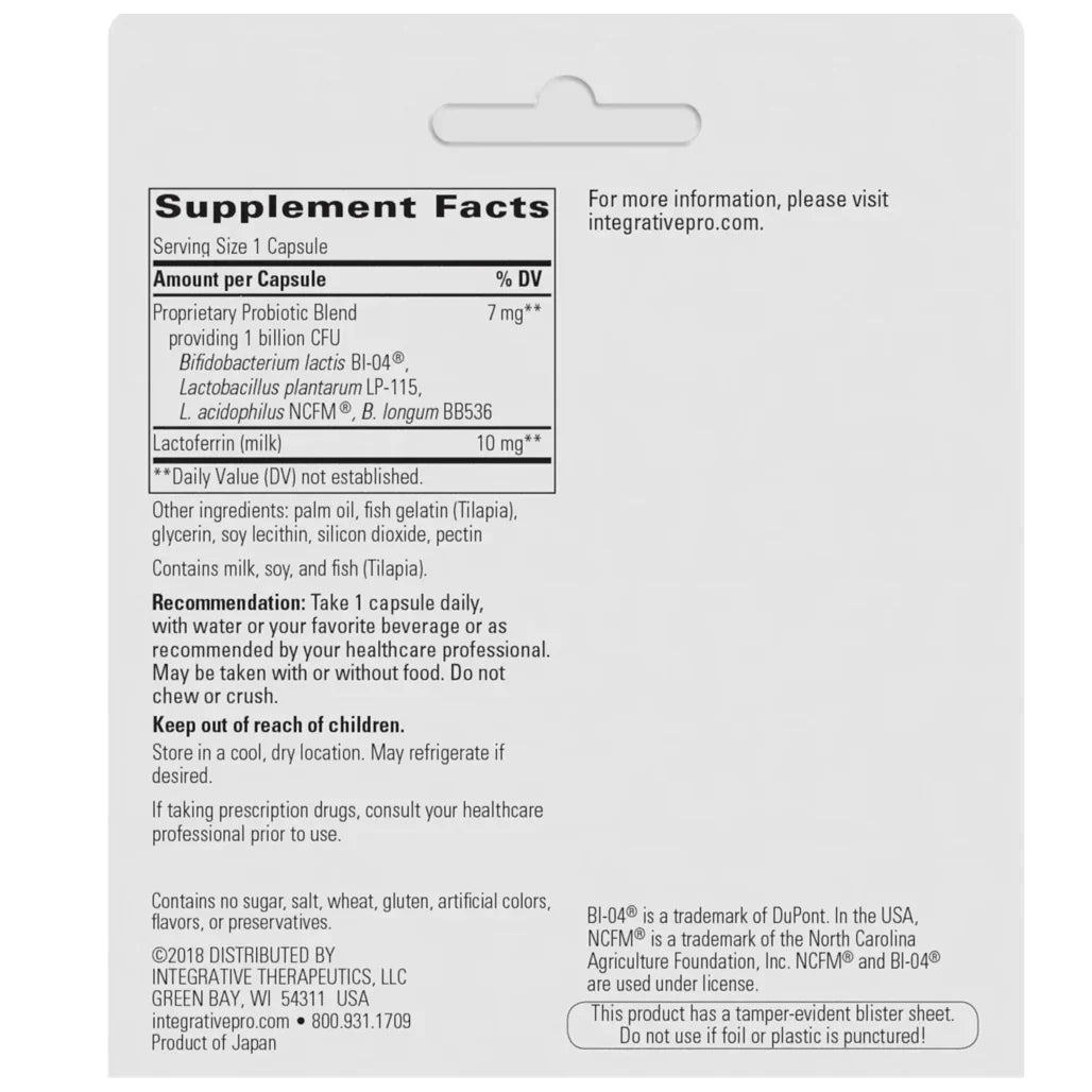 Integrative Therapeutics PRO-FLORA IMMUNE 30 caps supplement facts