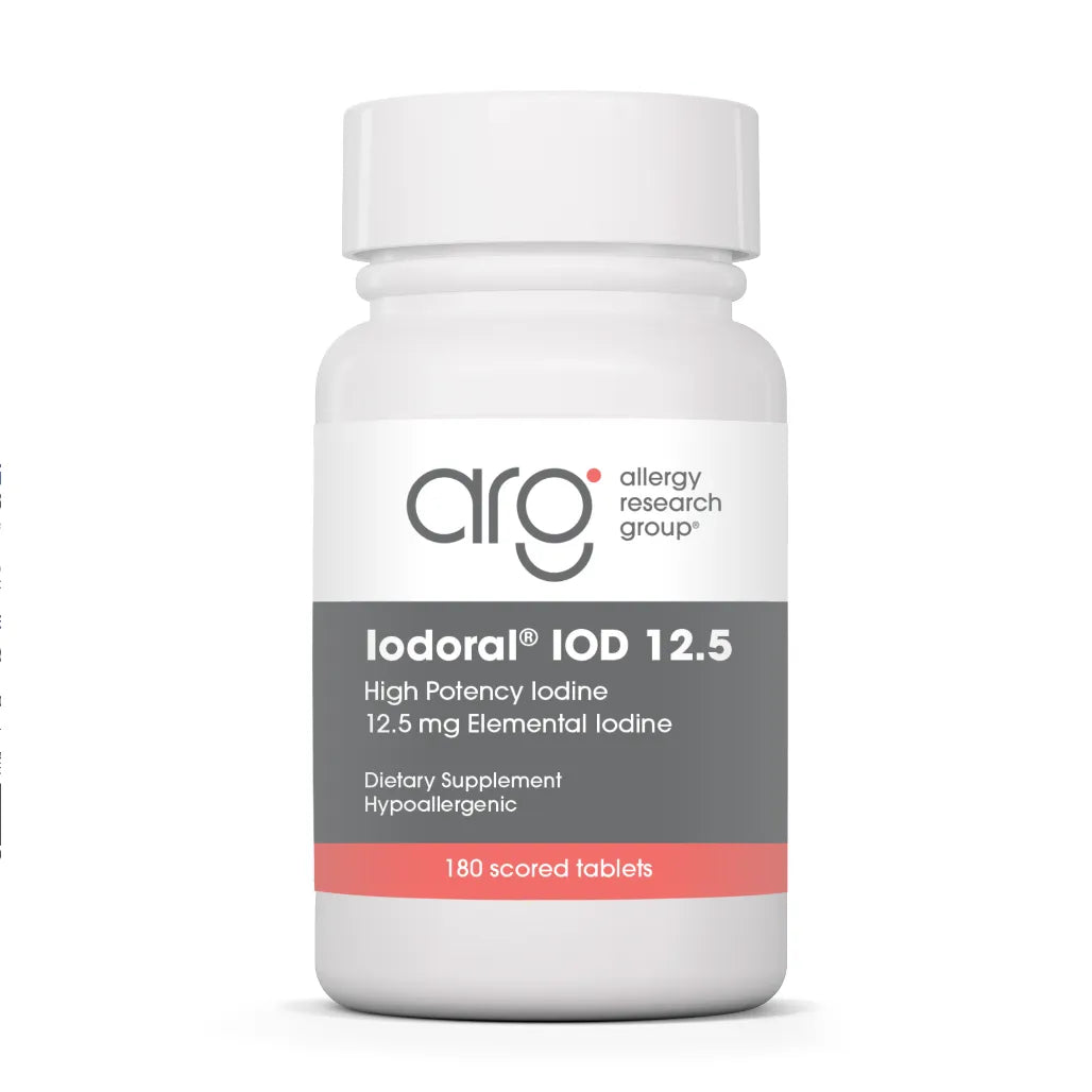 High potency Iodoral 12.5 mg iodine supplement packaging for thyroid hormone support and metabolic balance