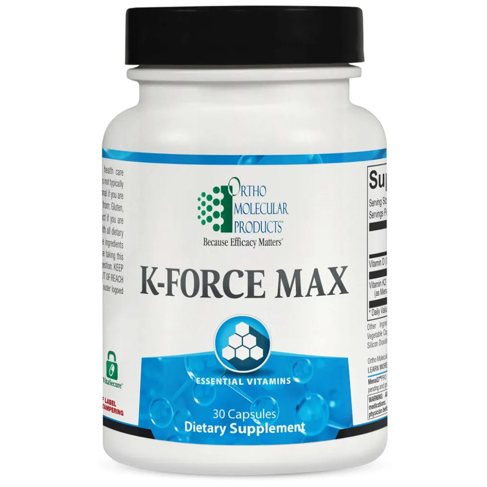 Ortho Molecular Products K‑FORCE MAX advanced bone, cardiovascular, and immune support formula with high‑dose vitamin D3 and vitamin K2