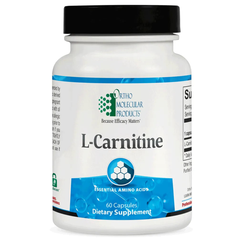 Ortho Molecular Products L‑Carnitine dietary supplement bottle – 60 capsules.