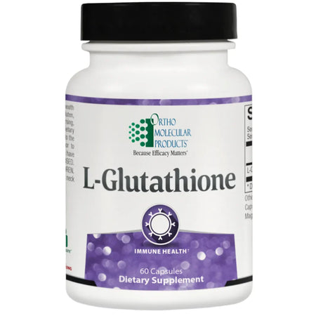 L‑Glutathione antioxidant support capsules by Ortho Molecular Products with visible label