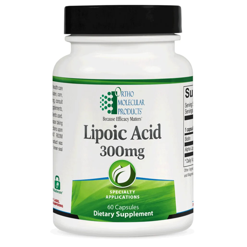 Ortho Molecular Lipoic Acid 60‑capsules container featuring alpha‑lipoic acid antioxidant support formula
