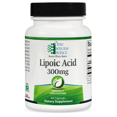 Ortho Molecular Lipoic Acid 60‑capsules container featuring alpha‑lipoic acid antioxidant support formula