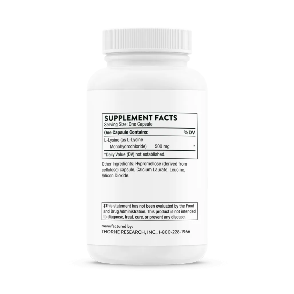 Thorne Lysine 60 caps supplement facts