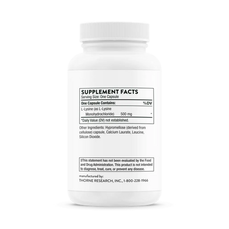 Thorne Lysine 60 caps supplement facts