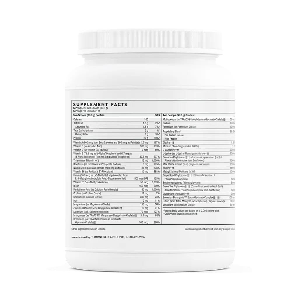 Thorne MediClear Plus 27.3 oz supplement facts