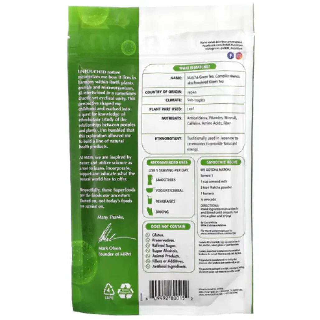 Raw Matcha Green Tea Powder 6 oz Metabolic Response Modifier