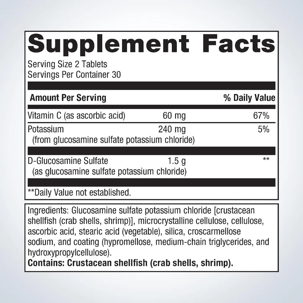 Metagenics Glucosamine Sulfate 750 mg Supplement Facts