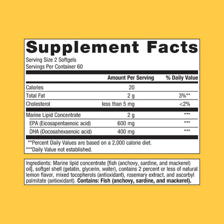 Metagenics OmegaGenics EPA-DHA 500 Enteric supplement facts