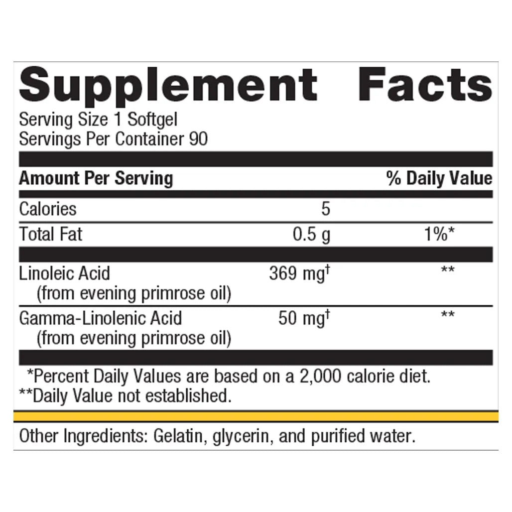 Metagenics OmegaGenics Evening Primrose Oil Supplement Facts